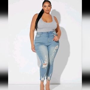 High waisted skinny jeans